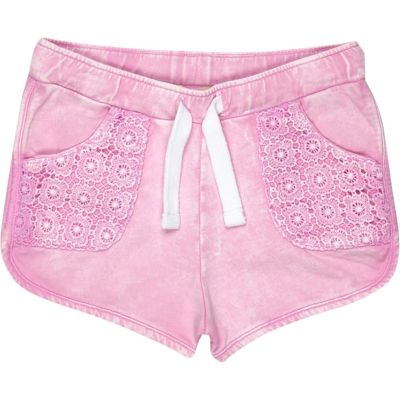 Mini girls pink crochet shorts